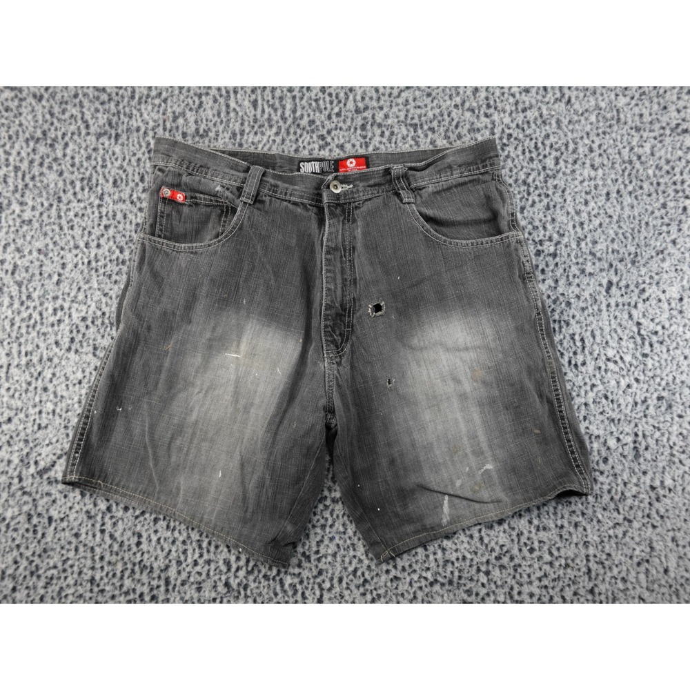 Southpole Denim Shorts Mens 36 Black Fair Distressed Faded Y2K Baggy Streetwear